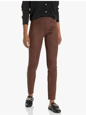 EUC Max Studio Brown Faux-Suede Skinny Ponte Pants Brown Size Small